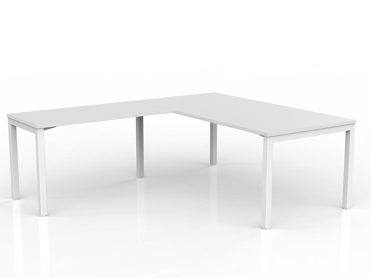 OL Axis Melamine Top Metal Frame Office Desk with Return