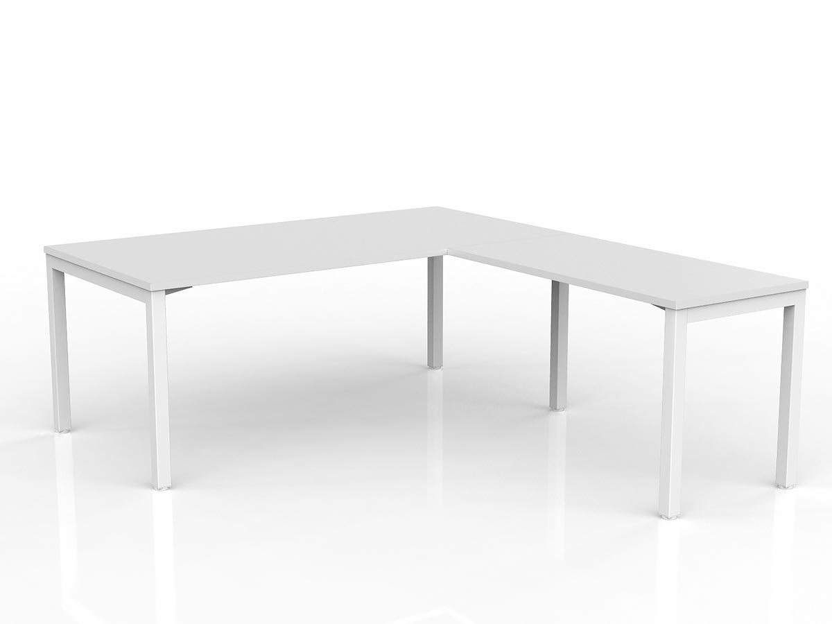 OL Axis Melamine Top Metal Frame Office Desk with Return