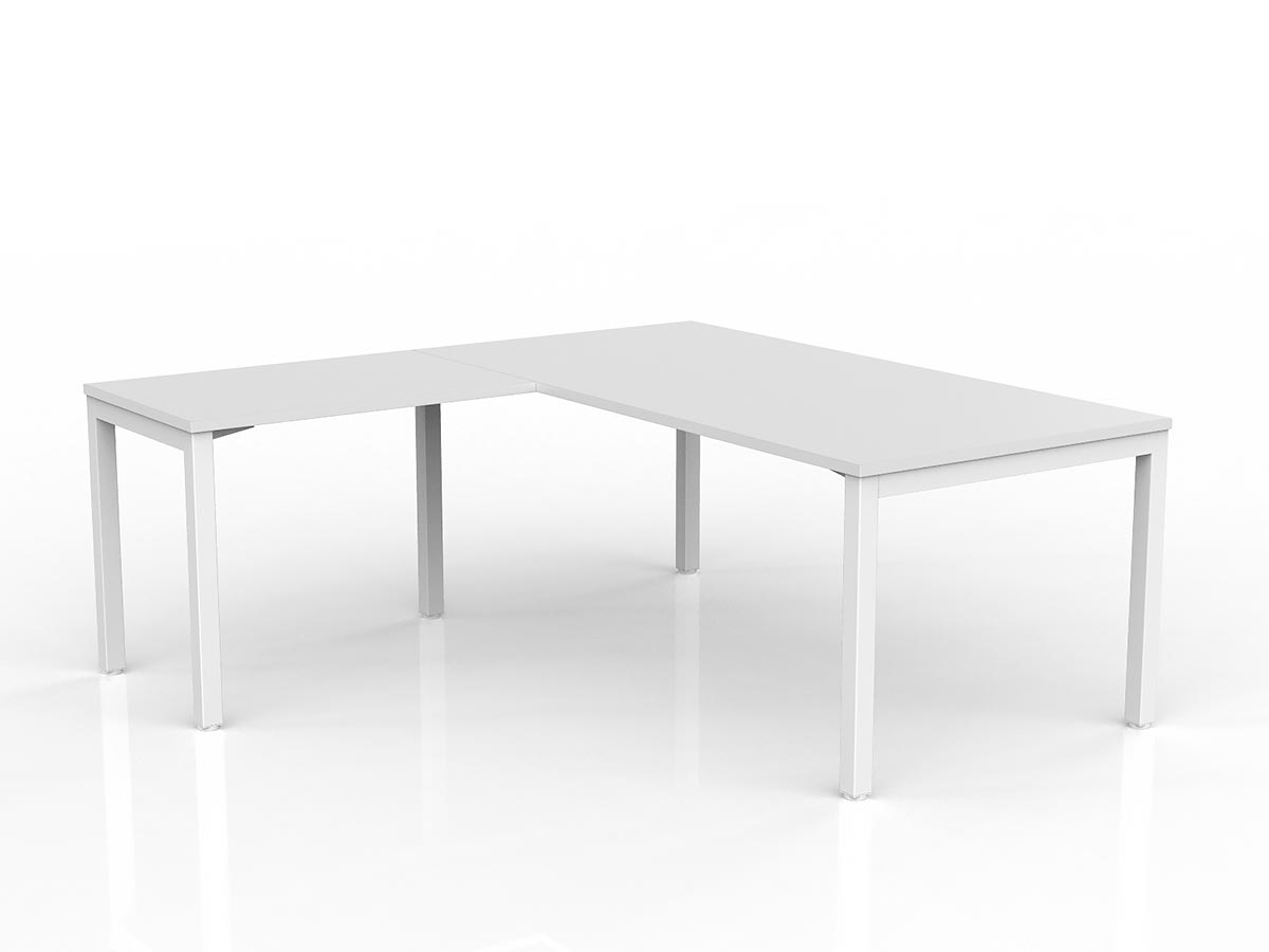 OL Axis Melamine Top Metal Frame Office Desk with Return