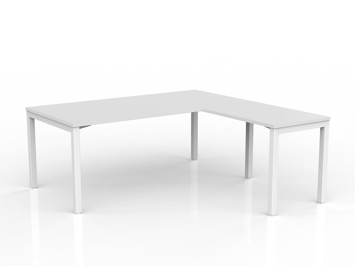 OL Axis Melamine Top Metal Frame Office Desk with Return