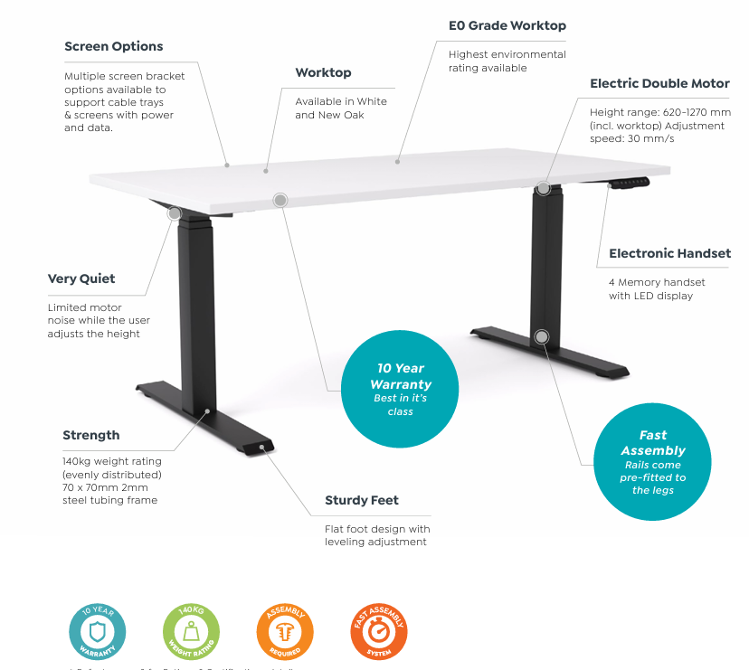 OL AgileMotion Electric Height Adjustable 2 User Desk - Oak Top