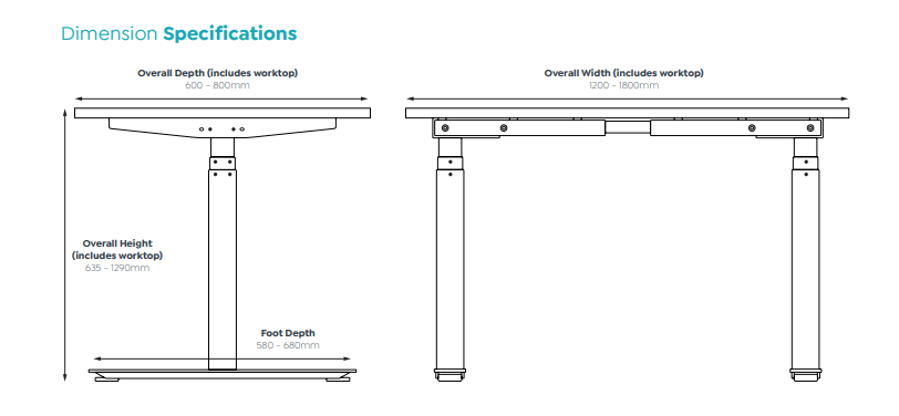 OL Agile Motion+ Electric Height Adjustable Desk – White Top with White Frame