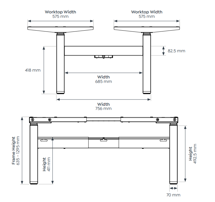 OL AgileMotion+ Electric Height Adjustable Round Leg 2 User Desk - Black Frame