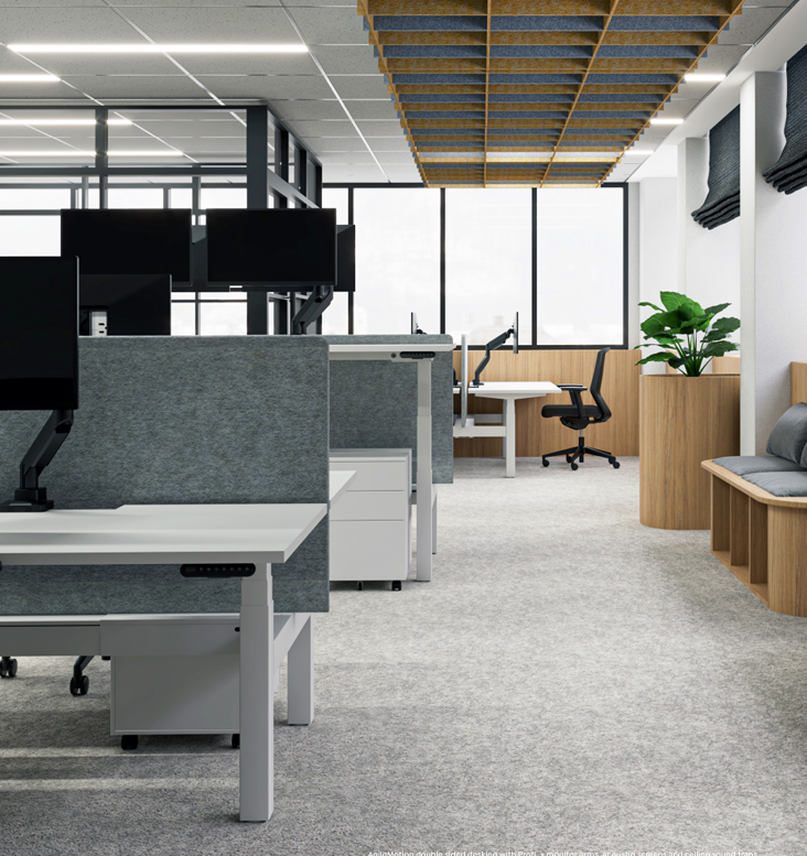 OL AgileMotion+ Electric Height Adjustable Round Leg Desk - Oak Top Black Frame