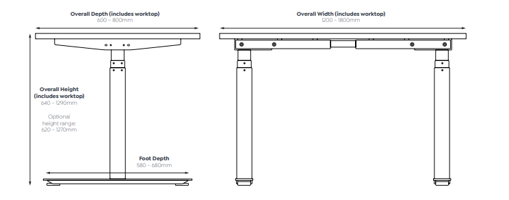 OL AgileMotion+ Electric Height Adjustable Round Leg 1 User Desk