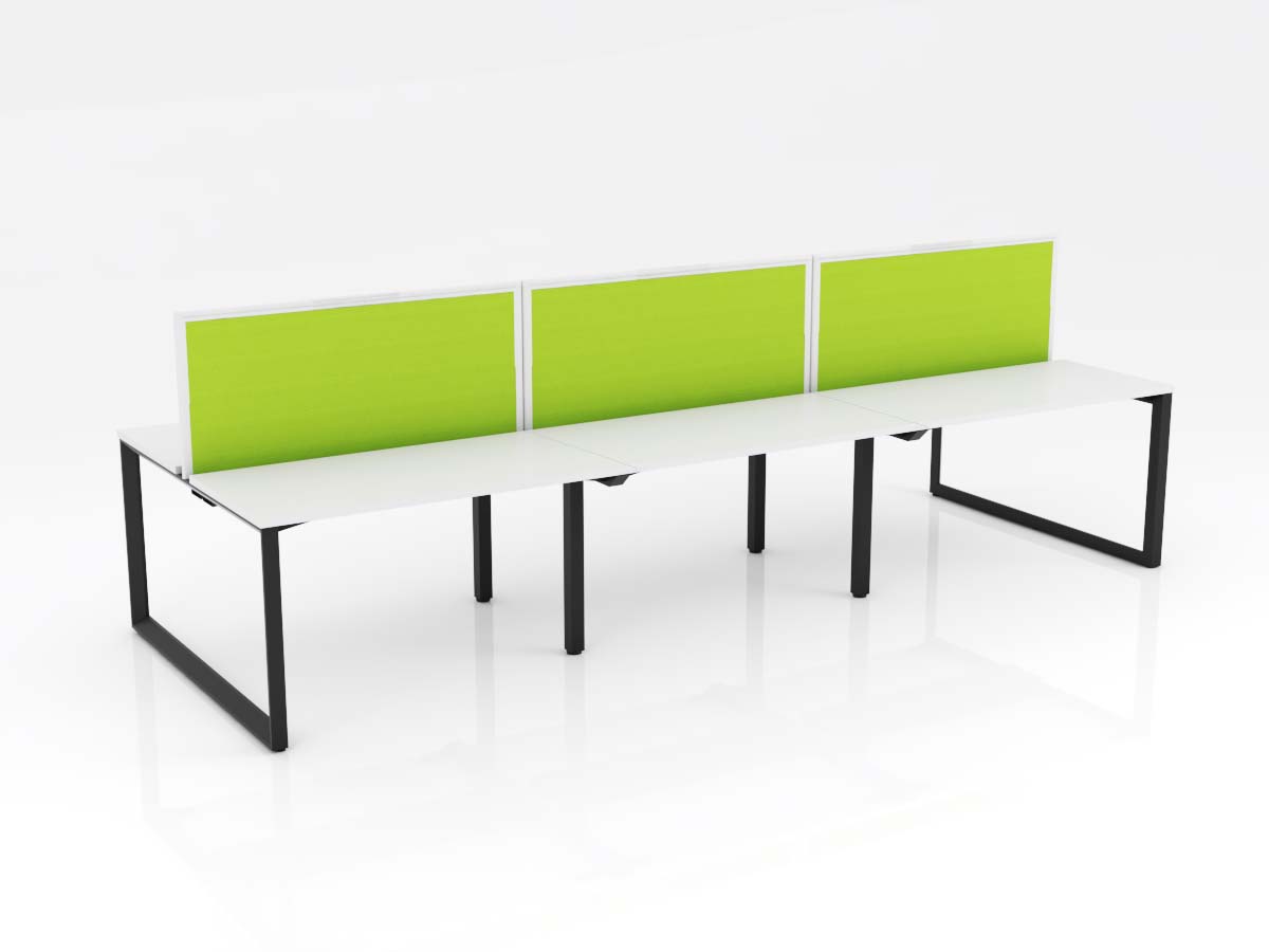 Ol Anvil Desk 6-User Double Sided Workspace with Splice Fabric Screen & Black Frame