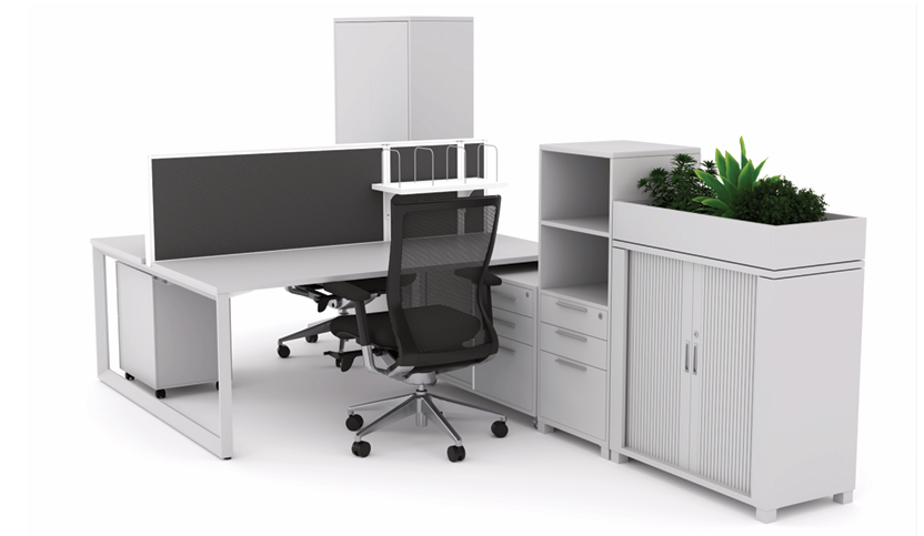 OL Anvil Melamine Top Metal Frame Office Desk with Return