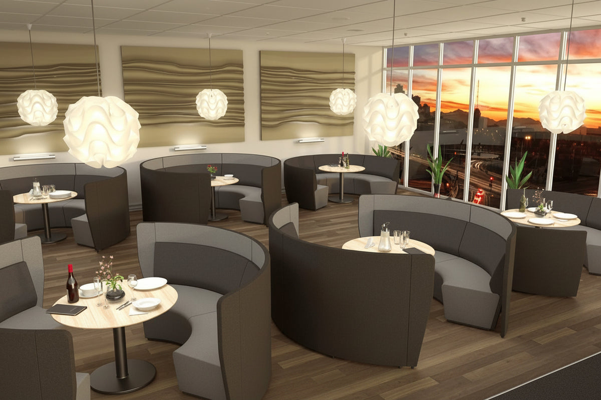 OL Motion Arc 3 Seater Reception Area Lounge with 1.1M High Privacy Wall