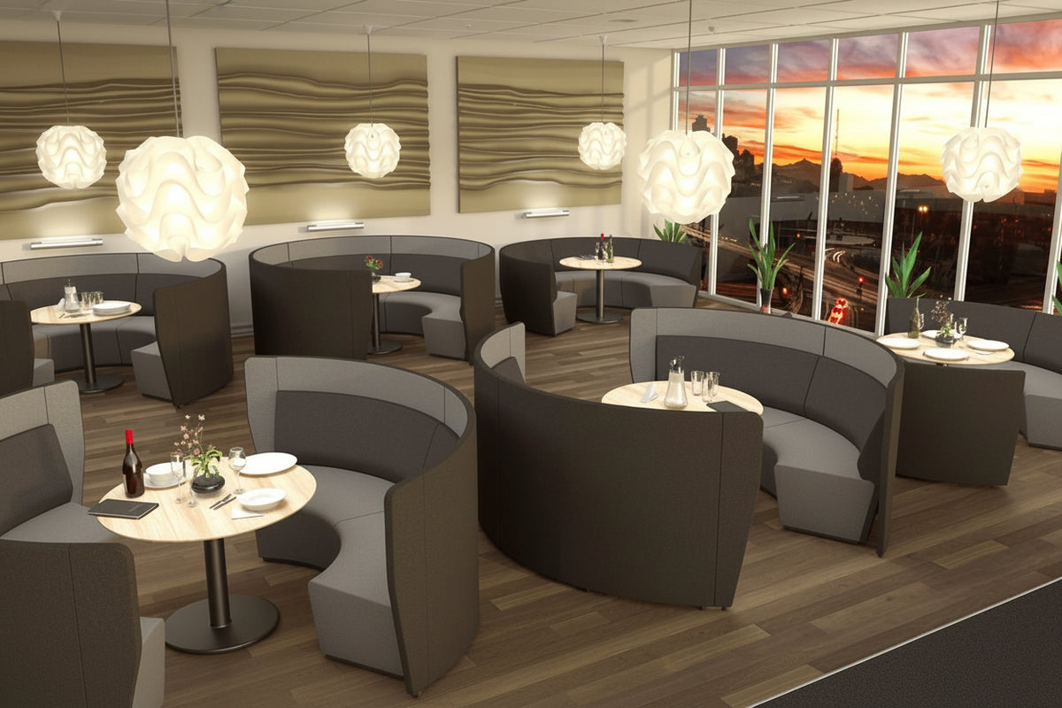OL Motion Arc 4 Seater Reception Area Lounge with 1.1M High Privacy Wall