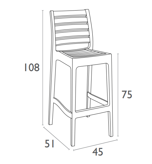 FL 5 Piece Vegas Hospitality Outdoor Extendable Bar Table with Ares Barstools