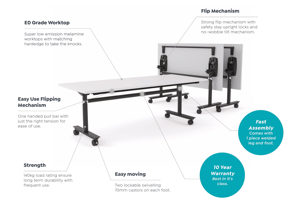 OL Ascend Tech Adjustable Flip Table