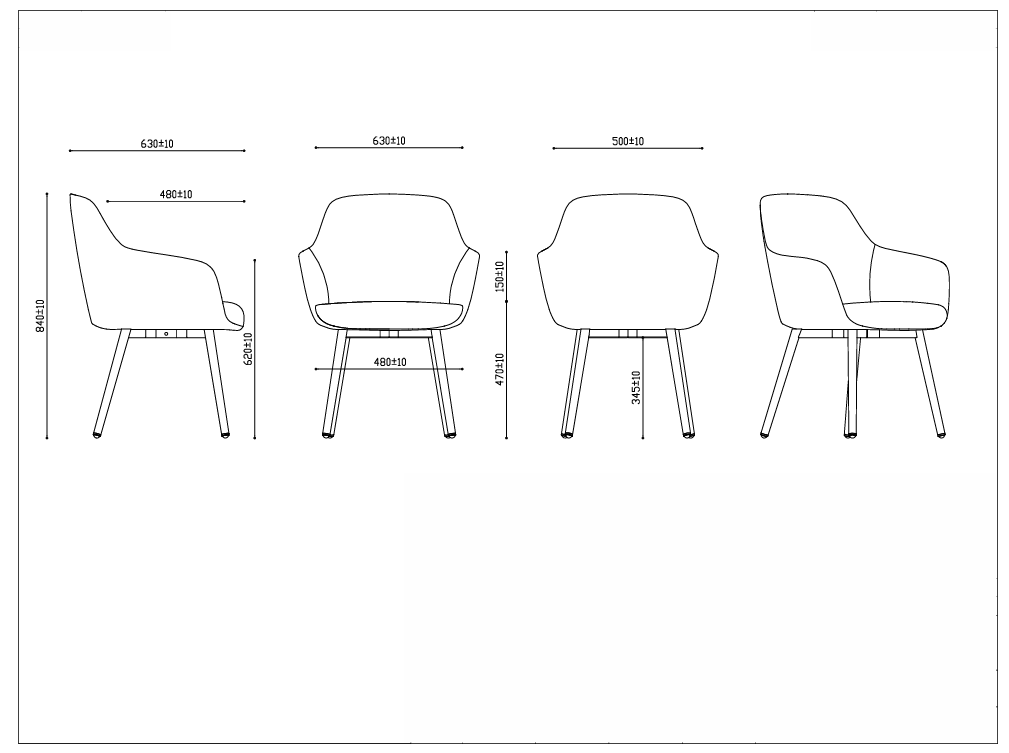 RL Aspen Fabric Upholstered 4 Metal Leg Visitor Tub Chair