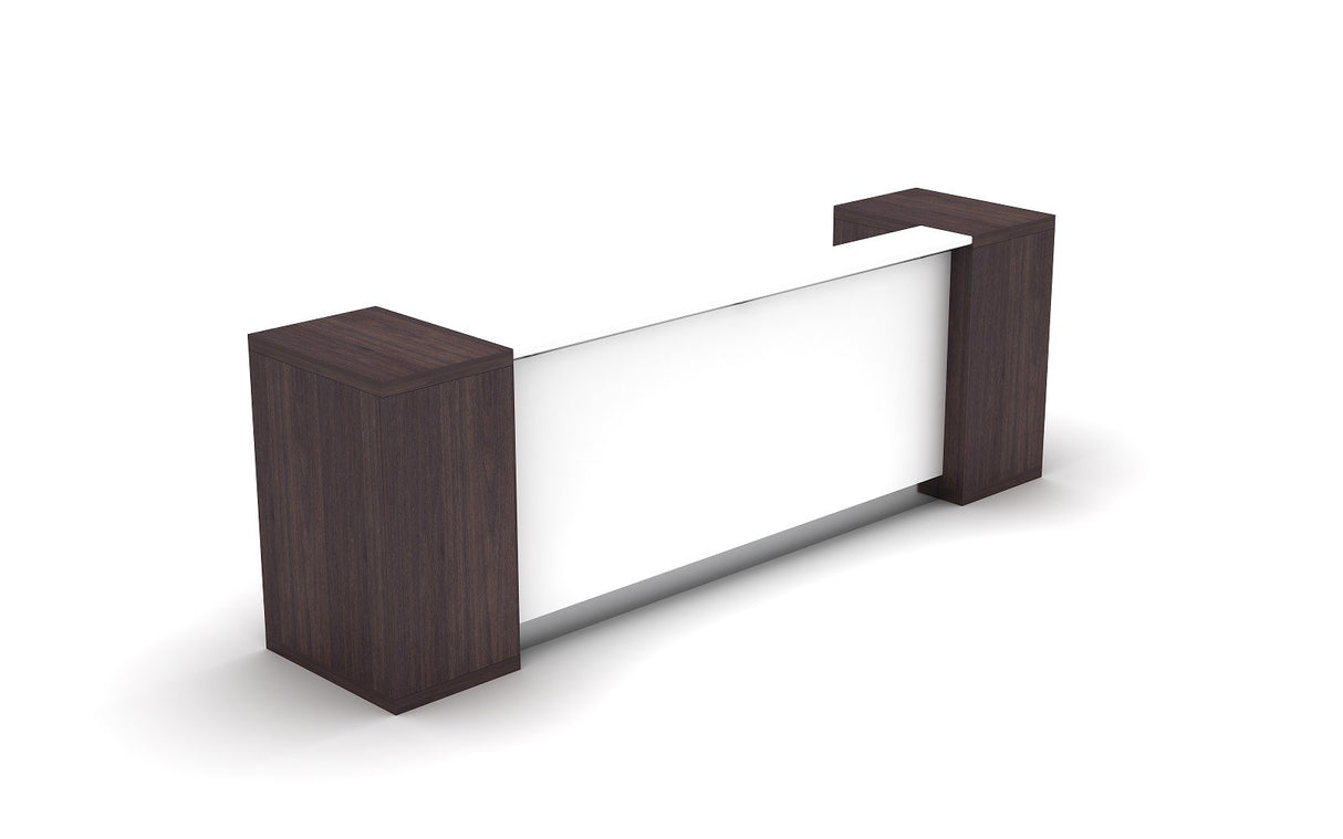 GP Aston Reception Counter Gloss White with Walnut Side