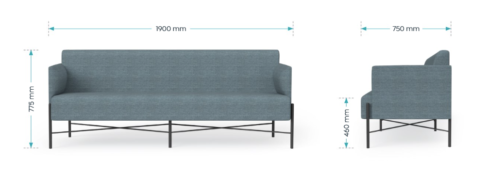 OL Avalon Fabric Upholstered Reception Area 3 Seater Sofa