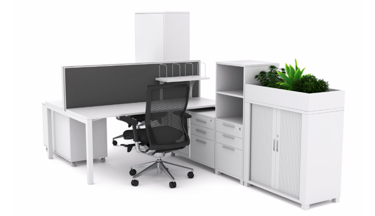 OL Axis 2-User Double Sided Workspace – White Top with White Frame