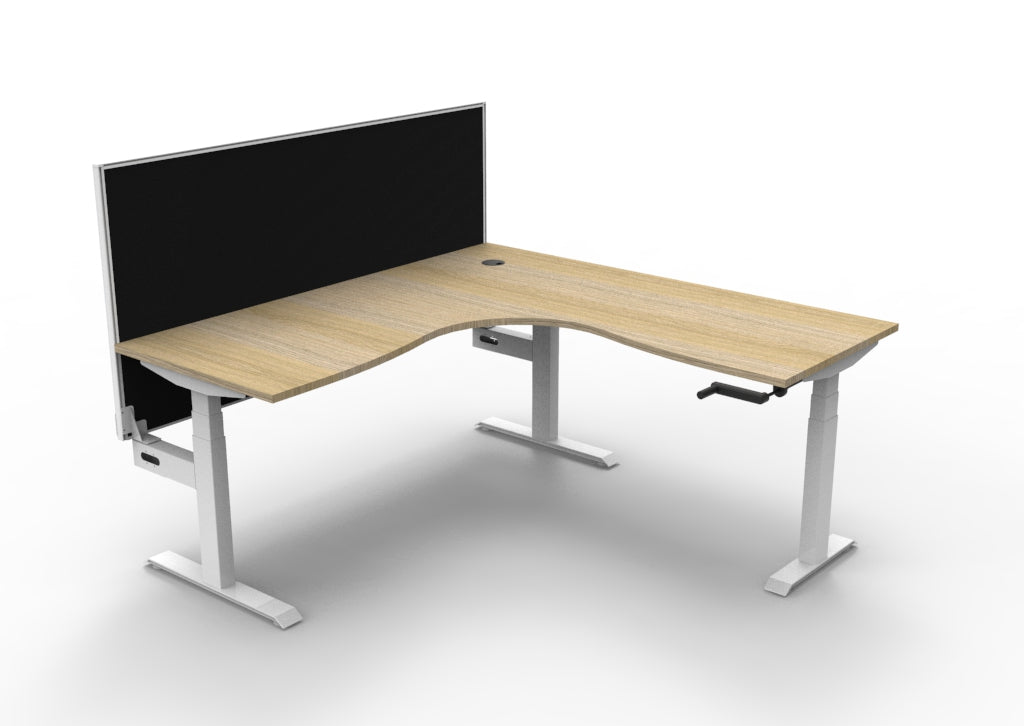 RL Boost Crank Height Adjustable Corner Workstation with SHUSH30 Screen