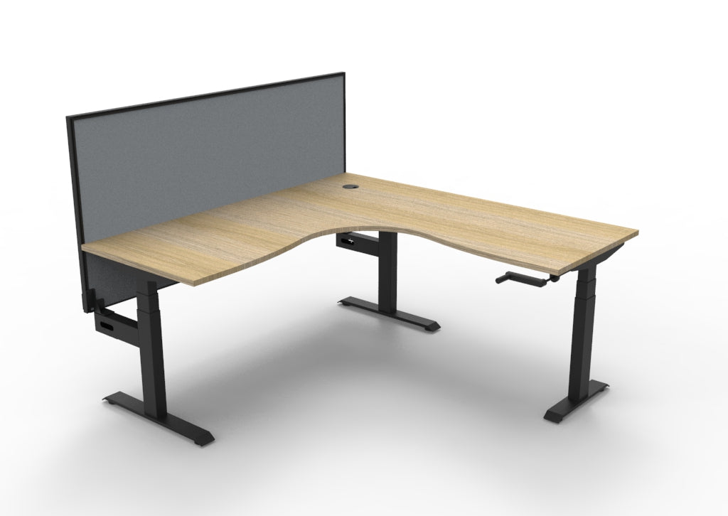 RL Boost Crank Height Adjustable Corner Workstation with SHUSH30 Screen