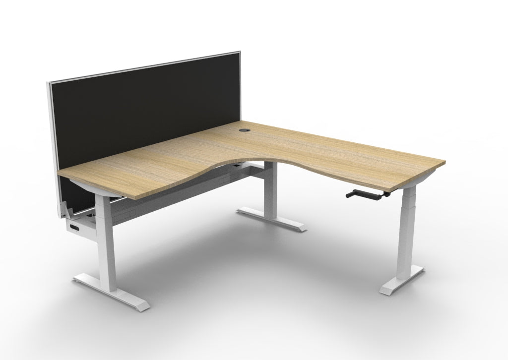 RL Boost Crank Height Adjustable Corner Workstation with SHUSH30 Screen