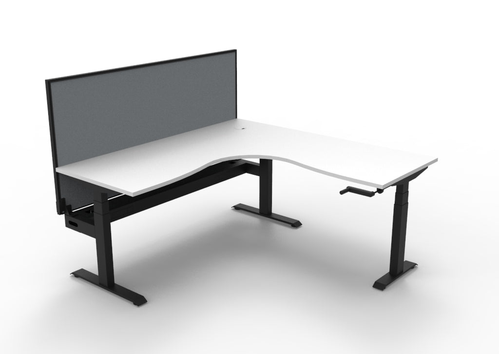 RL Boost Crank Height Adjustable Corner Workstation with SHUSH30 Screen