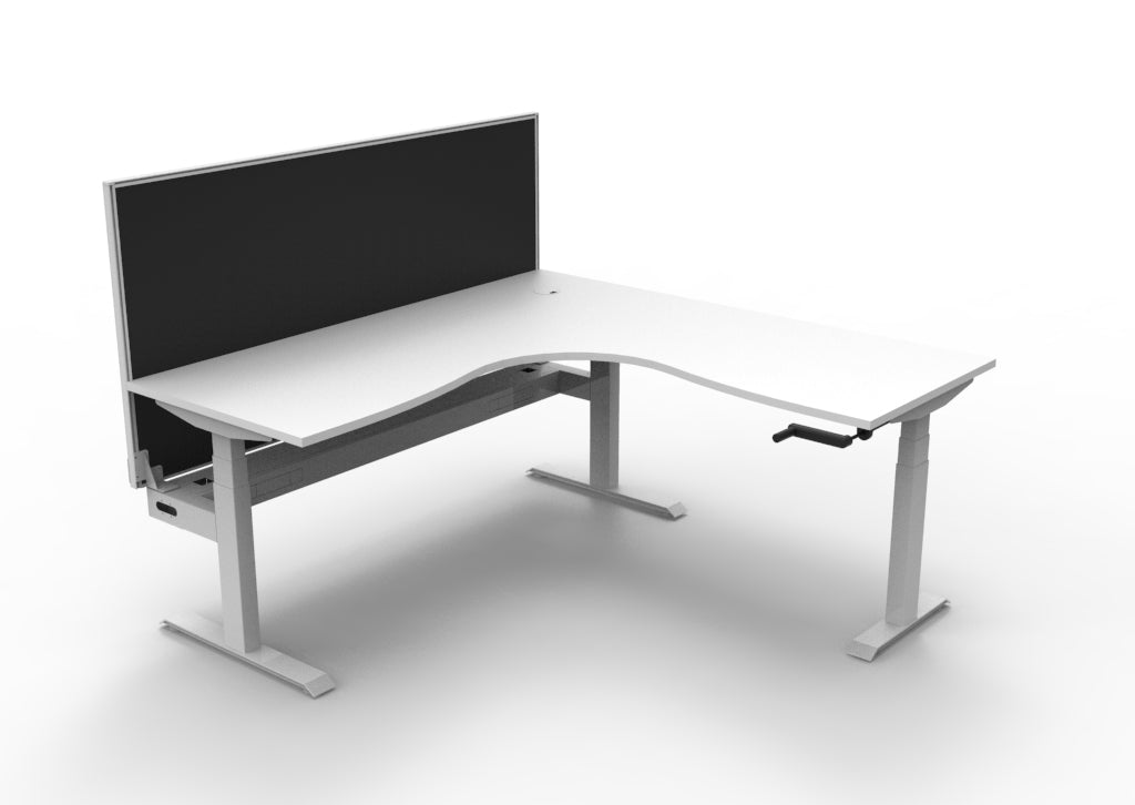 RL Boost Crank Height Adjustable Corner Workstation with SHUSH30 Screen