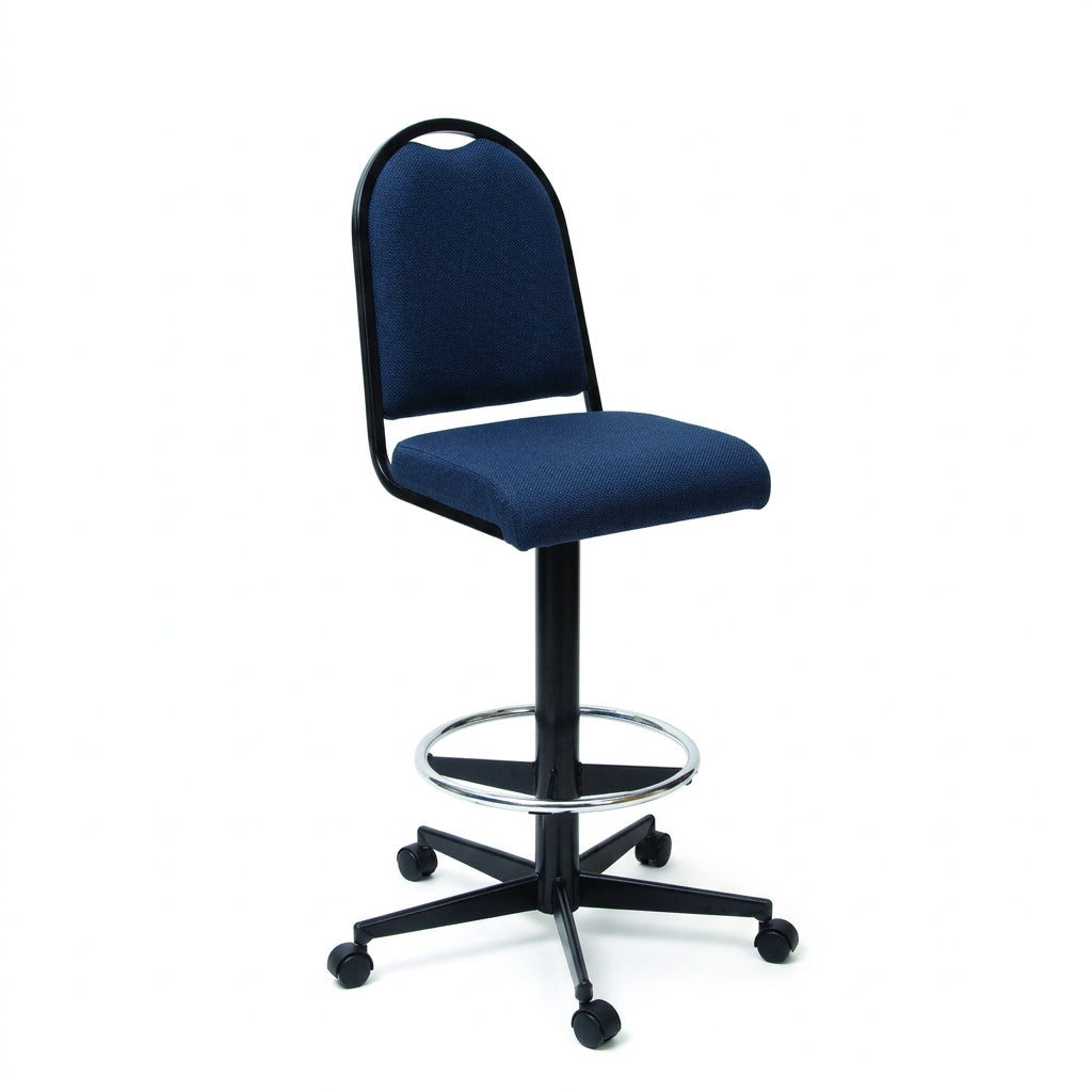 MA Bistro Fabric or Vinyl Upholstered Hospitality Swivel Bar Stool with Back