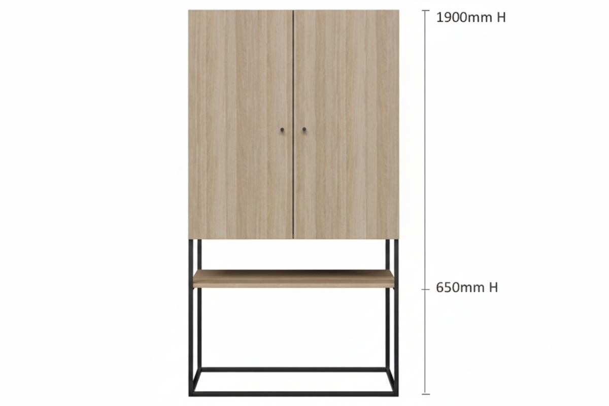 DD Bobbi Welded Framed 2 Door Cupboard with Open Shelf