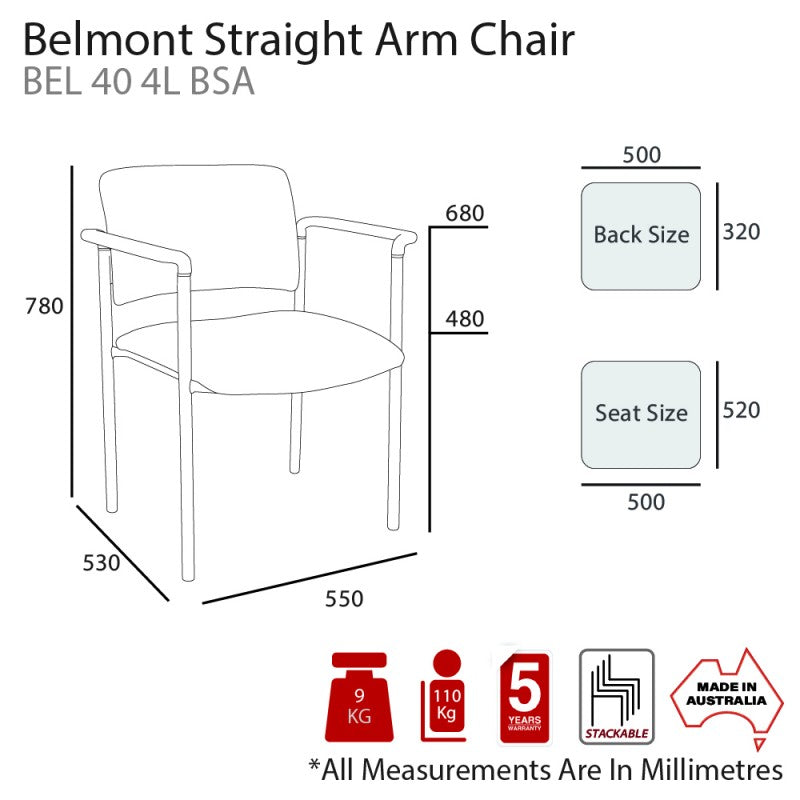MA Belmont Stackable Visitor Arm Chair
