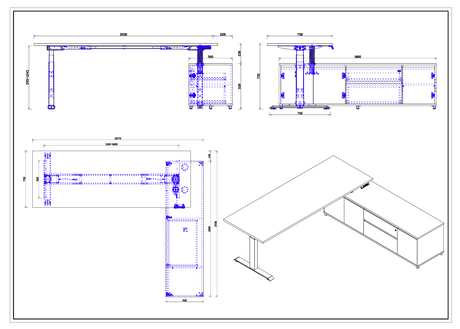 RL Boost Height Adjustable Executive Desk with Return Cabinet