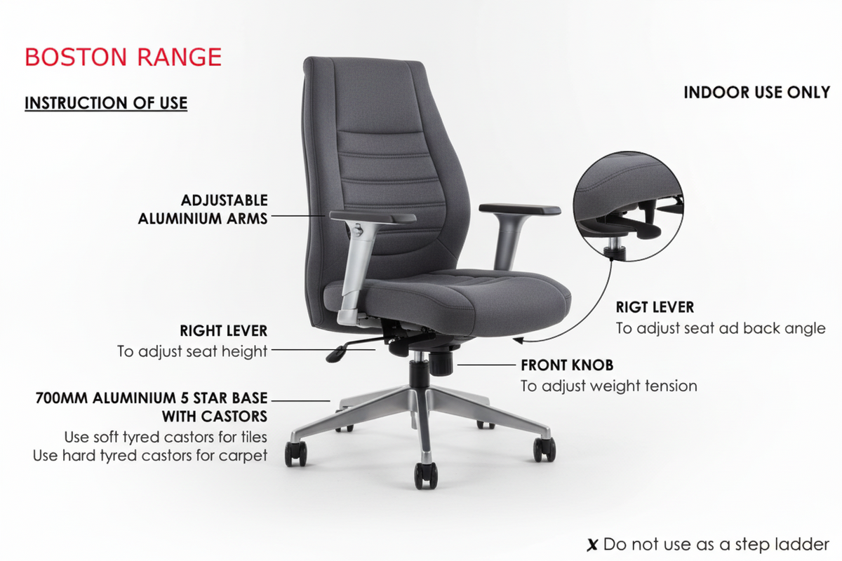 ST Boston Mid Back PU Leather Executive Chair
