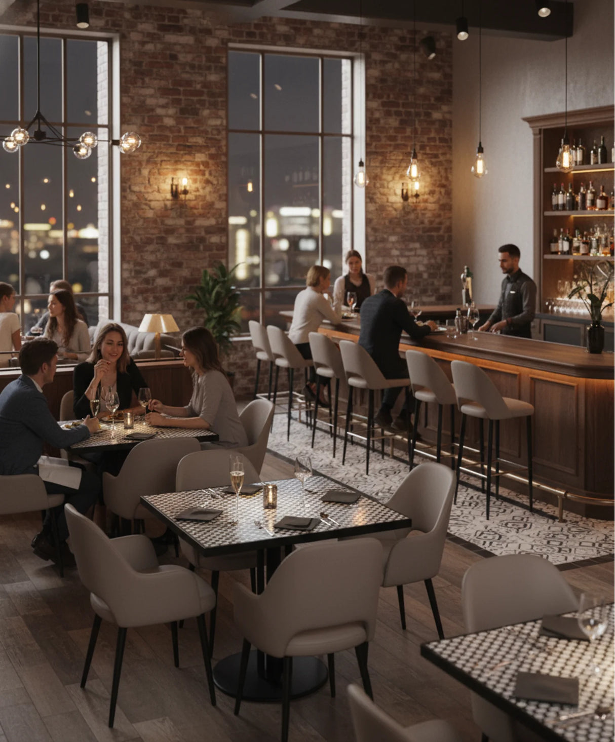 FL Orleans Bourbon PU Leather Upholstered Aluminium Legs Hospitality Armchair