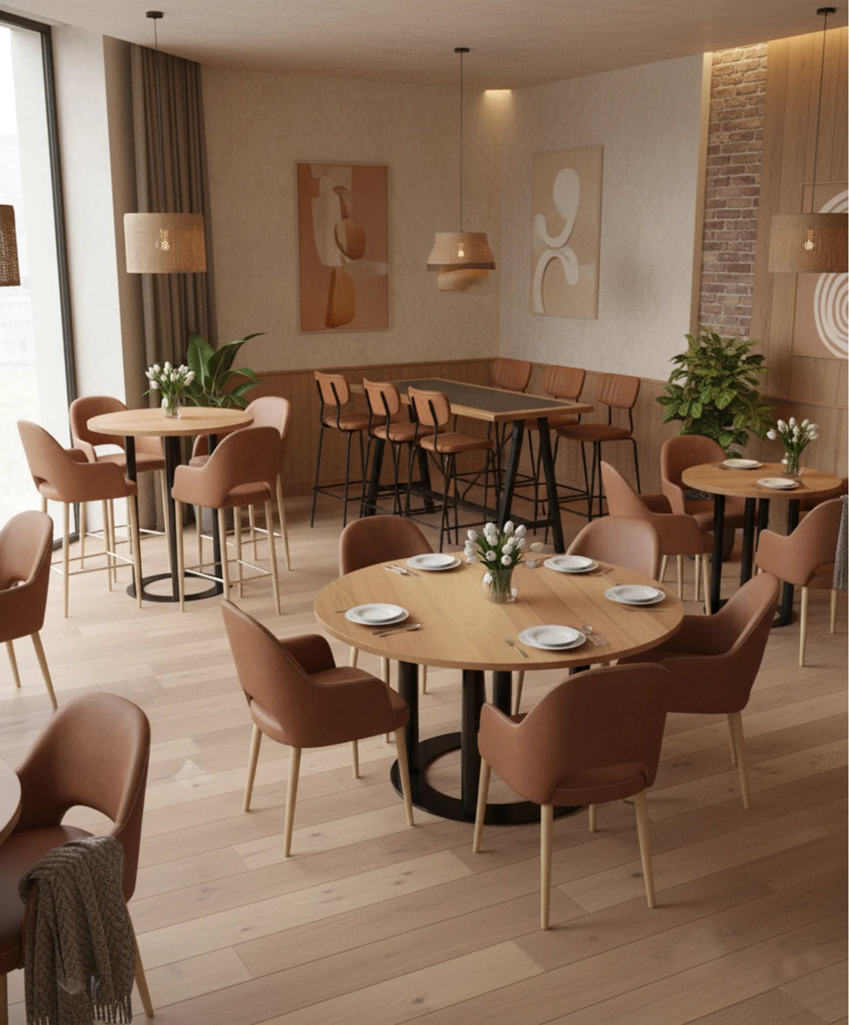 FL Orleans Bourbon PU Leather Upholstered Aluminium Legs Hospitality Armchair