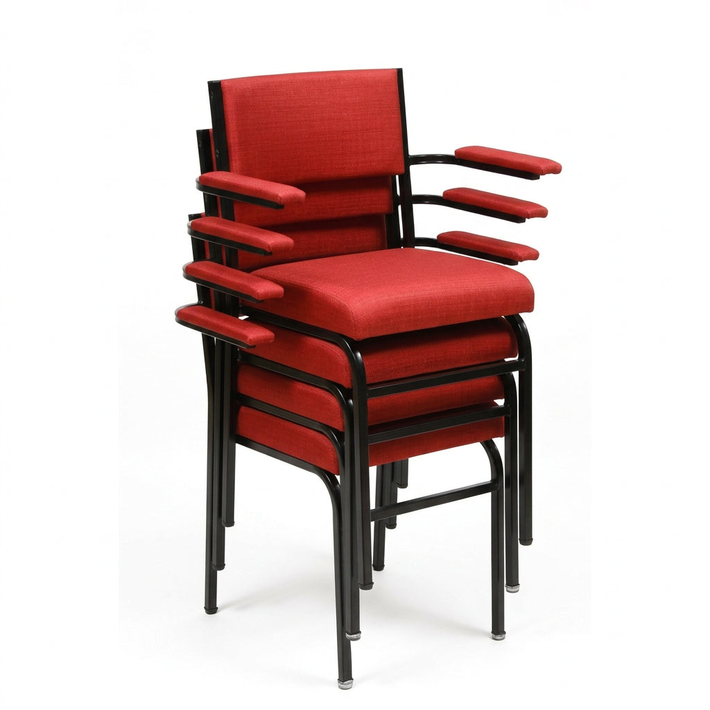 MA Client Fabric or Vinyl Upholstered Stackable Hospitality Chair with Armrest