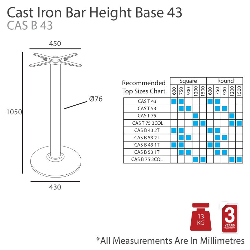 MA Cast Iron Base Round Bar Table