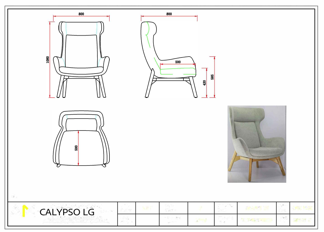 RL Calypso Fabric Upholstered Wing Back Breakout Chair