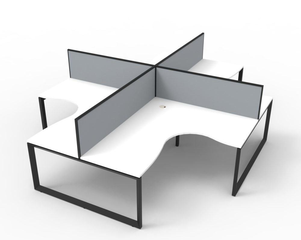 RL Infinity Loop 4 People Corner Workstation with SHUSH30 Screen