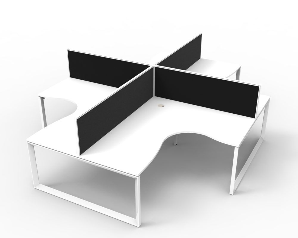 RL Infinity Loop 4 People Corner Workstation with SHUSH30 Screen