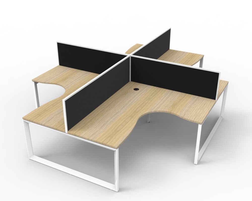RL Infinity Loop 4 People Corner Workstation with SHUSH30 Screen