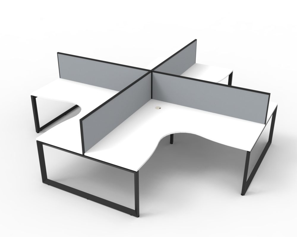 RL Infinity Loop 4 People Corner Workstation with SHUSH30 Screen