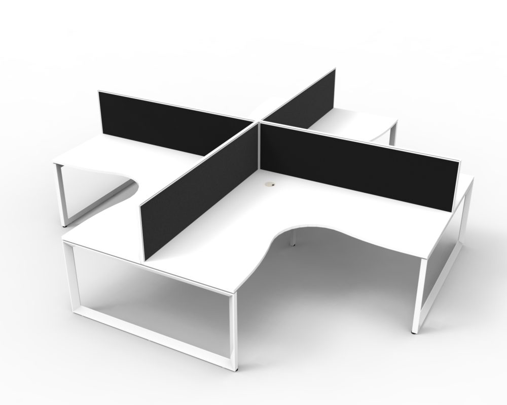 RL Infinity Loop 4 People Corner Workstation with SHUSH30 Screen