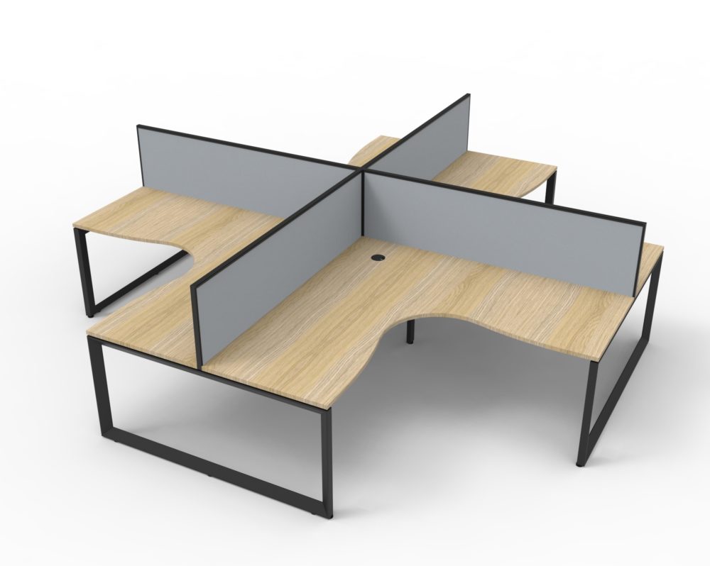 RL Infinity Loop 4 People Corner Workstation with SHUSH30 Screen