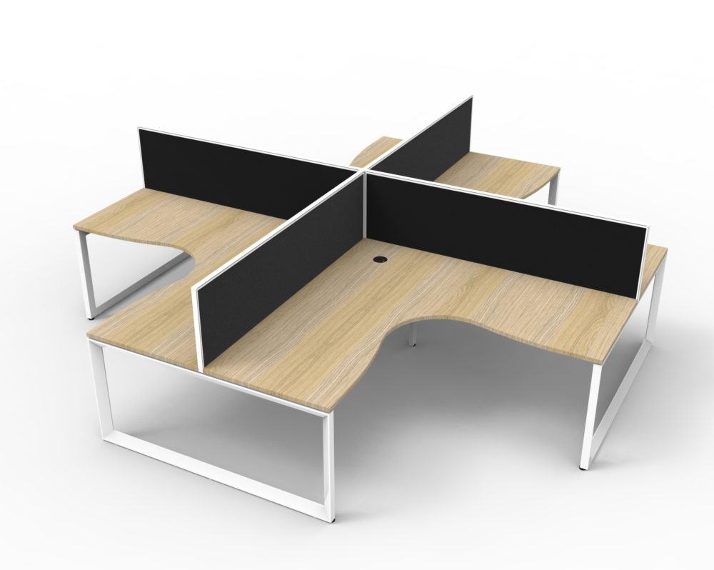 RL Infinity Loop 4 People Corner Workstation with SHUSH30 Screen