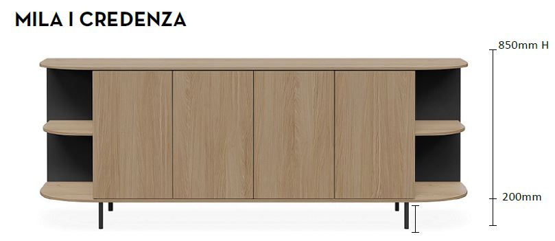 DD Mila 4 Door Credenza Buffet
