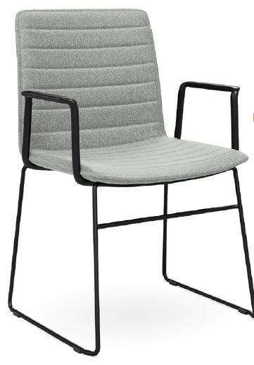 DD Nikola Black Sled Base Fabric Upholstered Chair with Arm Rest