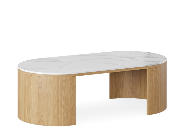 DD Dixie Pill Base Sintered Stone Top Coffee Table