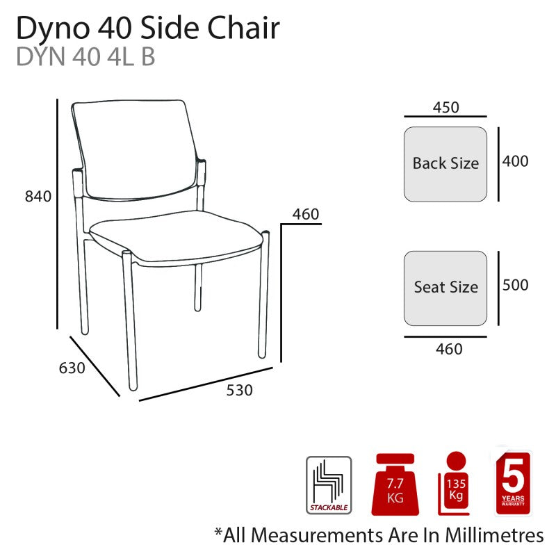 MA Dyno 40 Fabric Upholstered Stackable 4 Leg Side Chair