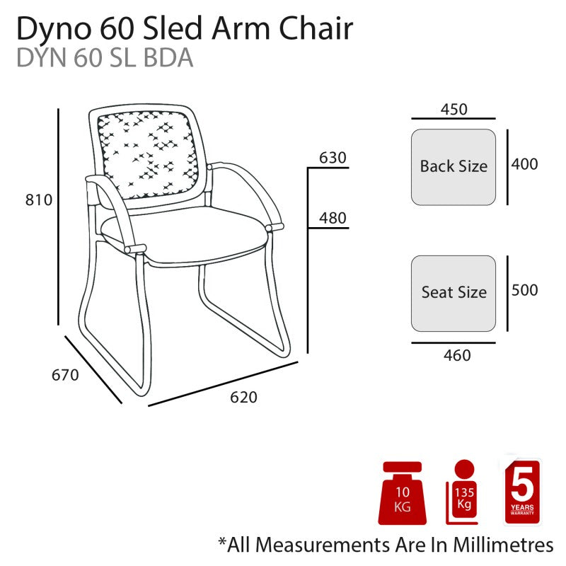 MA Dino 60 Fabric Upholstered Sled Base Arm Chair