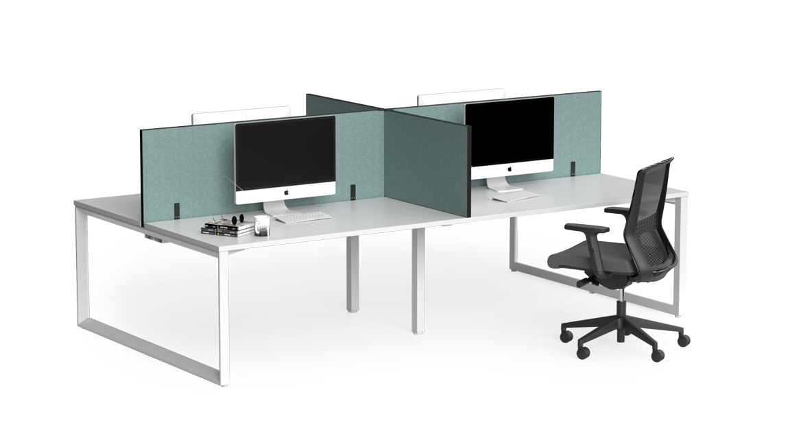 OL Edge25 Spine Screen for Fixed Height Double Sided Desk - White Frame