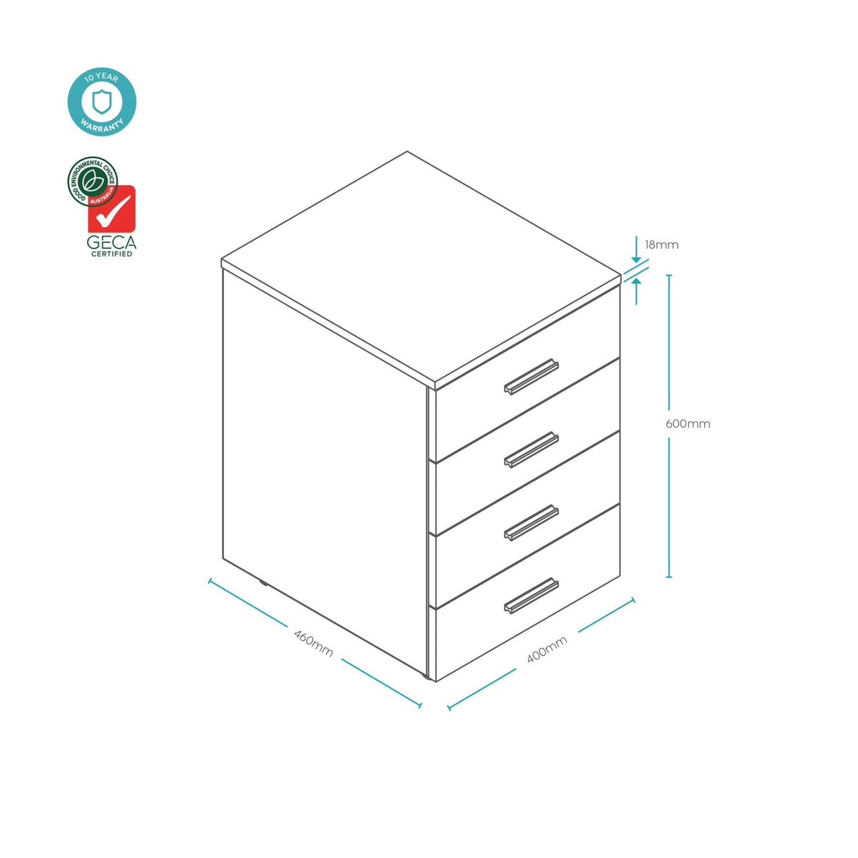 OL AltoSystem Mobile 4-Drawer Pedestal