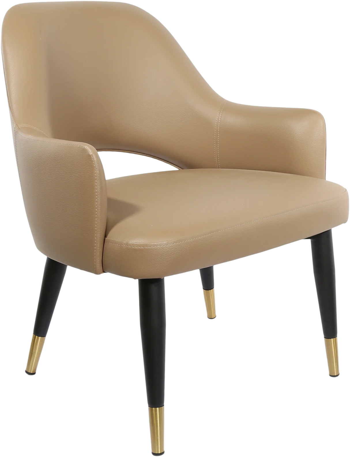FL BonBon Vinyl Upholstered Black Metal Legs Brass Tips Hospitality Chair