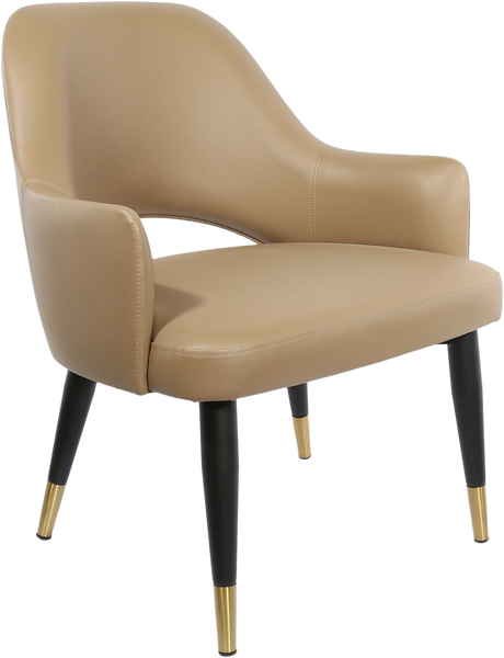FL BonBon Vinyl Upholstered Black Metal Legs Brass Tips Hospitality Chair